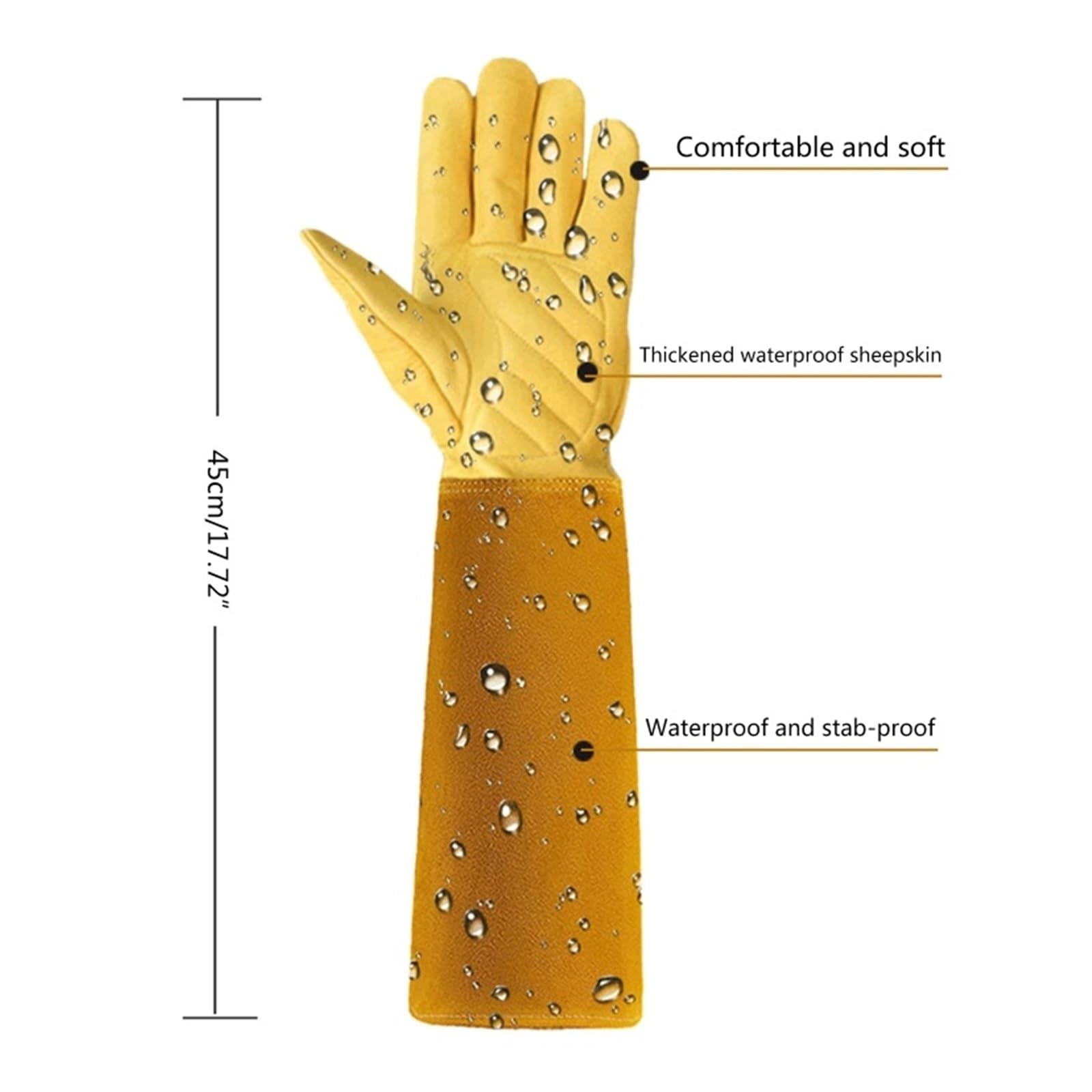 Gants de jardinage for la taille des rosiers, cuir de chèvre jaune, plusieurs tailles(Small)