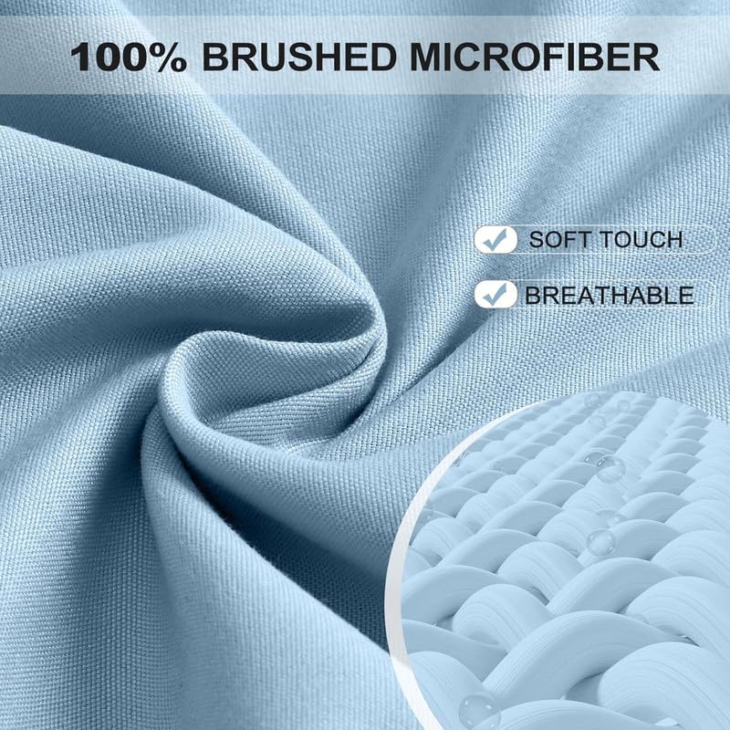 Image of Amazon Brand - Umi Cotton Feel Glace Cotton Fade Resistant Elastic Fitted Single Bed Bedsheet with 1 Pillow Cover Fits Upto 8 inches Mattress, Size- 36x78x10 Inches, Sky Blue