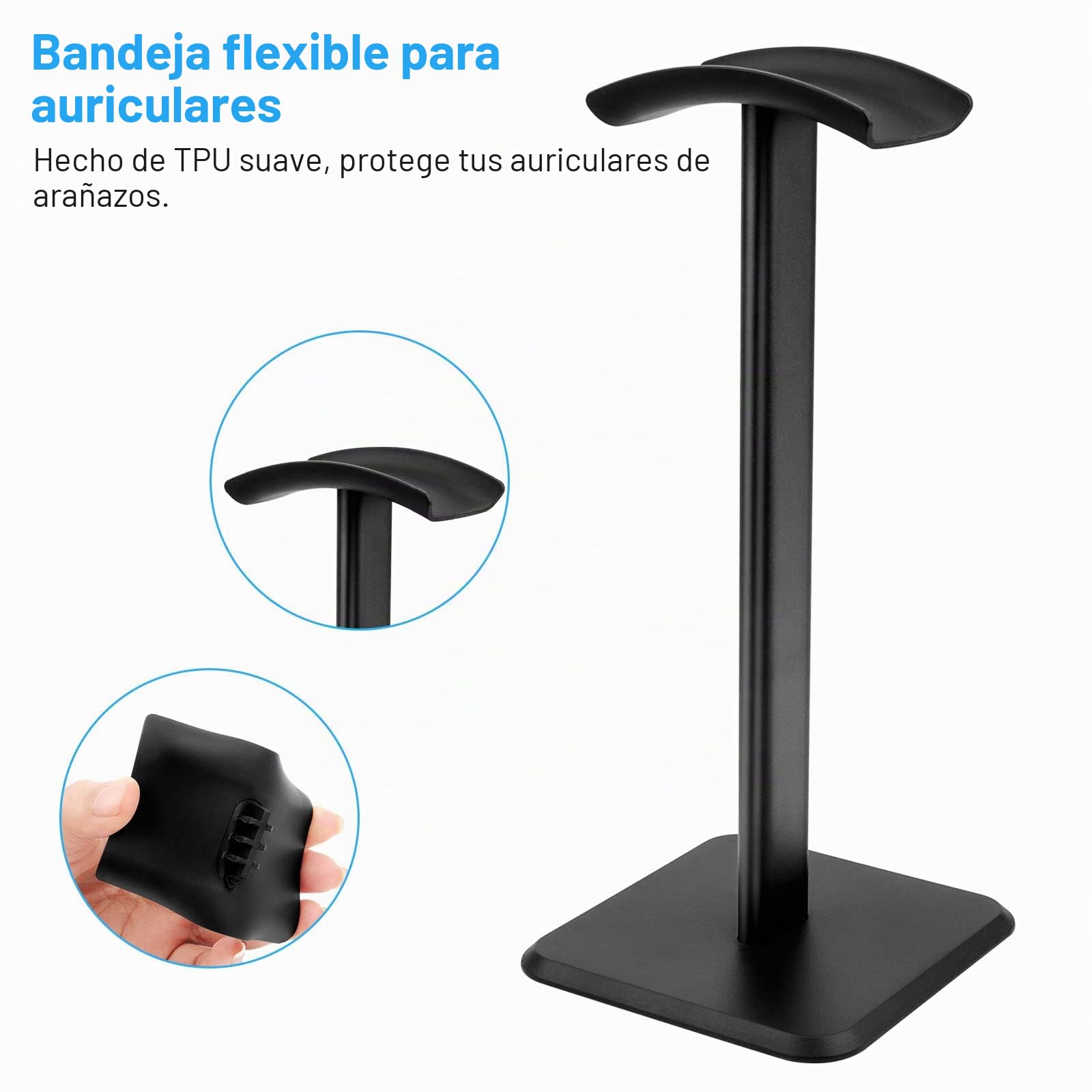 MXTIMWAN Soporte Auriculares Mesa Soporte Cascos Gaming Extraíble Headphone Stand Para Todos Los Tamaños De Auriculares Para Auriculares Adecuado Para Sobremesa | Negro
