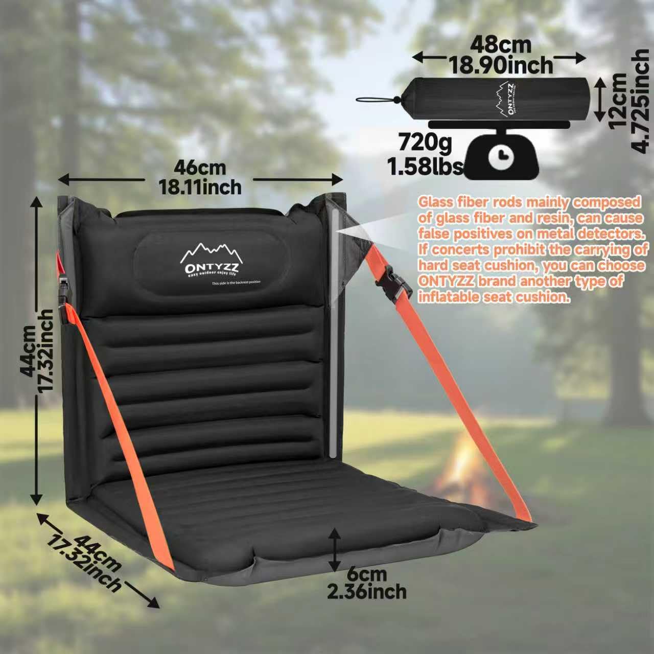 ONTYZZ Stadionsitze Aufblasbares Stadion Sitzkissen mit Rückenlehne Leichter Bodenstuhl Tragbares Polster Wasserdicht Outdoor Klappstühle für Picknick Konzerte Garten Balkon Fischerei Camping Stühle