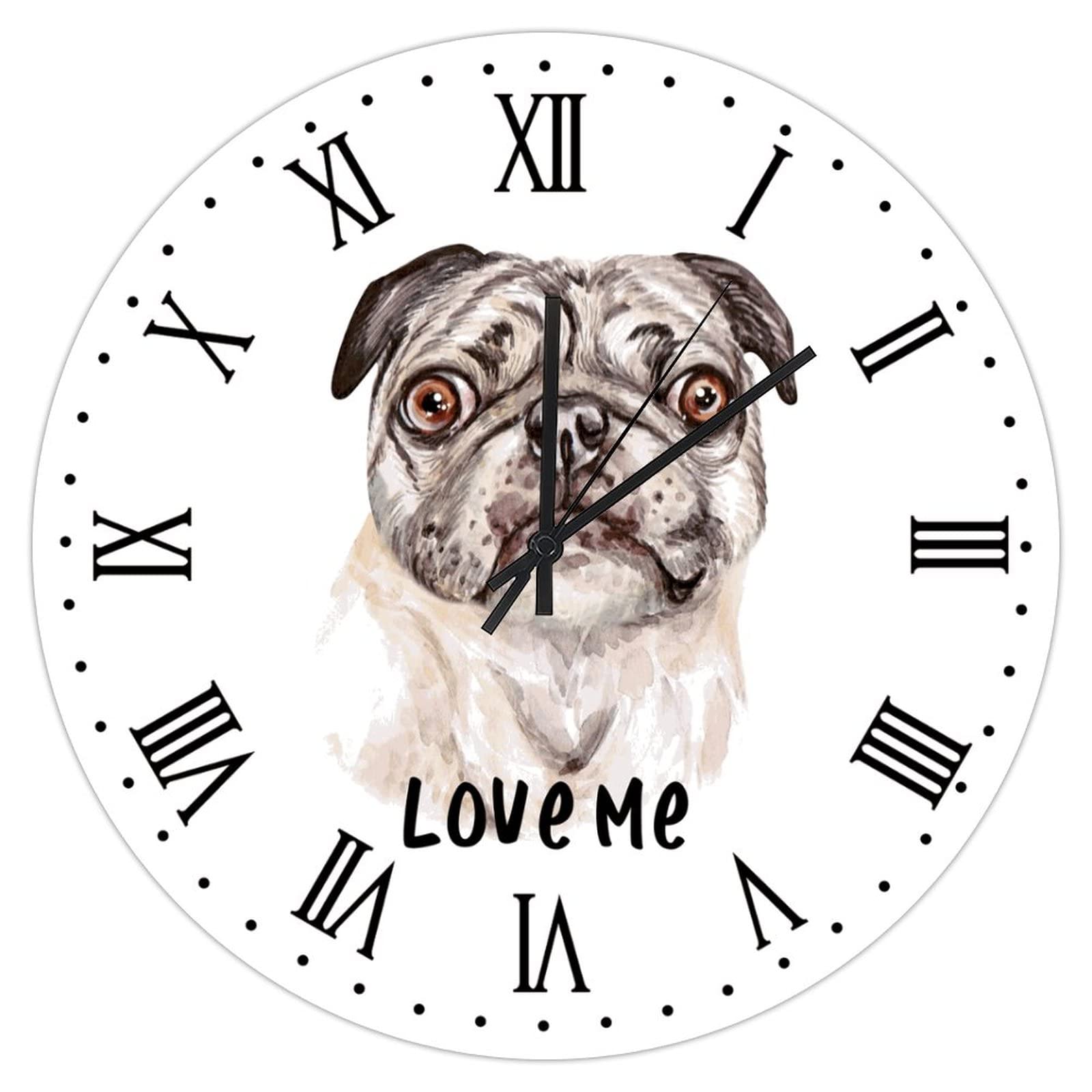Horloge murale en bois Love Me 38,1 cm, pendule de cuisine silencieuse et sans bruit de tic-tac