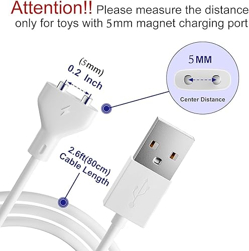 Miniatura 8 de Cable de carga magnético USB DC de 2.7 pies de repuesto para juguetes recargables, masajeadores cepillo de dientes eléctrico (0.236 in)