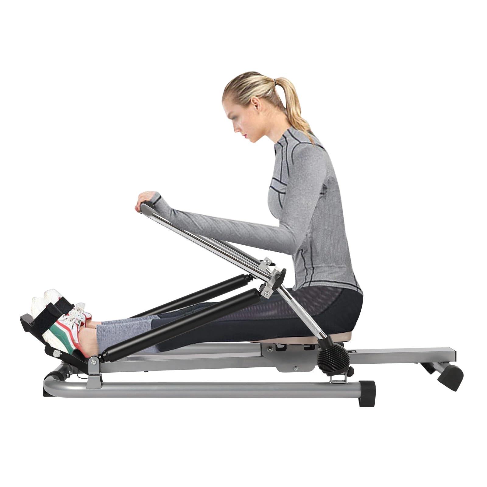 Rudergerät für Zuhause, Rudergerät mit LCD Display, Doppeltes Hydraulikgestänge, Geräuscharm, Belastbarkeit 120kg, für Training Ihrer Arme, Brust, Bauch, Rücken, Gliedmaßen und Anderer Muskelgruppen