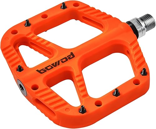 BOWOD MTB Pedals Flat Mountain Bike Pedals Adult, Light and Wide Nylon Composite Bicycle Platform Pedal w Grippy Pins, 916" Cr-Mo Spindle 2