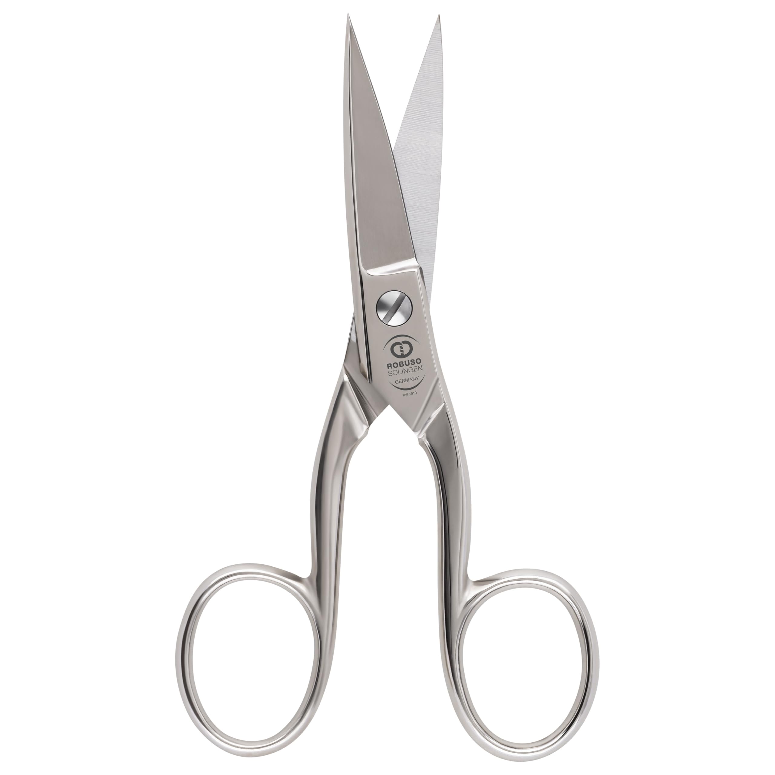 ROBUSO Weberschere | Fadenschere | Made in Solingen | 5" = 13,3 cm | Vernickelt | Stickschere Klein Scharf | Nähschere aus C60 Kohlenstoffstahl