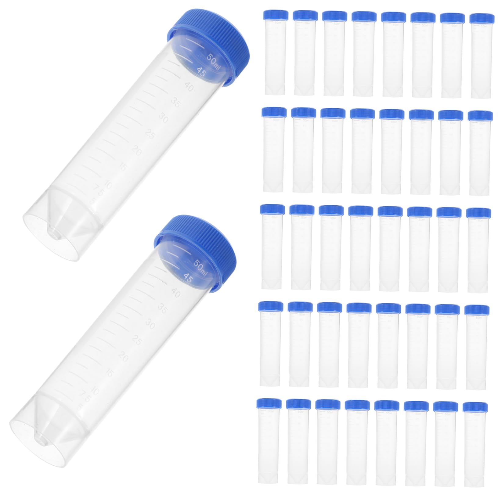 Alipis 50 Pezzi Provette Centrifuga da 50ml in Plastica Pp con Tappo a Vite e Fondo Piatto, Resistenti e Facili da Trasportare per Uso in Laboratorio