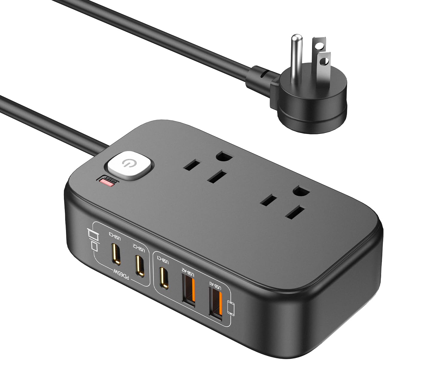 Power Strip with USB C Ports, 30W USB C Charging Station with 2 Outlets 3 USB C & 2 USB A, Surge Protection 1200J Charger for Multiple Devices, 5FT Flat Extension Cord USB Charger Hub for Travel HomeGlobal Recycled StandardGlobal Recycled StandardGlobal Recycled Standard