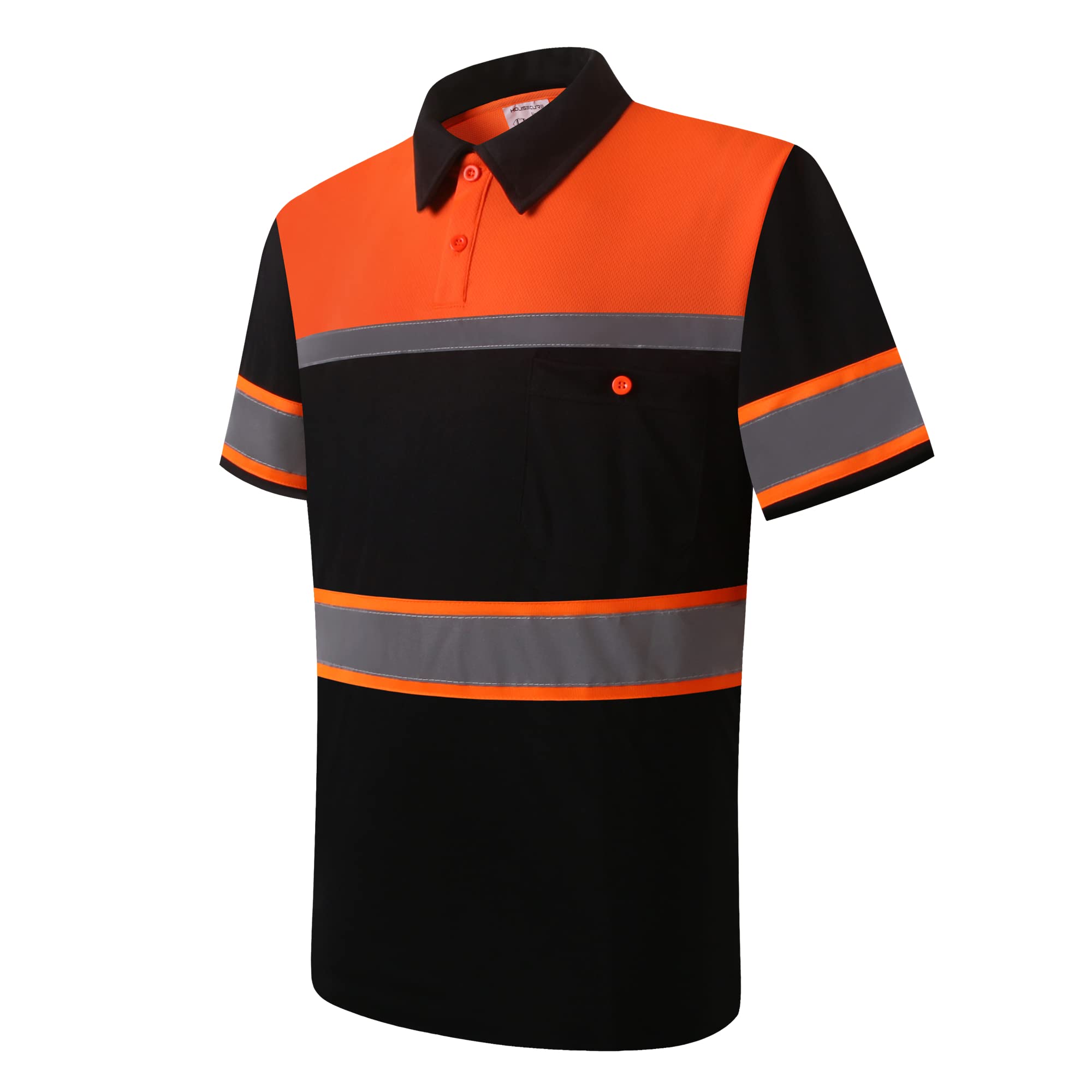 Safety Shirts for Men,High Reflective Men Polo Shirts with Pocket,Short Sleeve Workwear Breathable