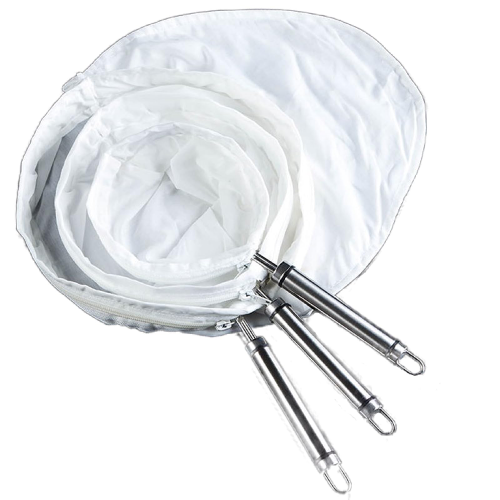 Filtre à thé 3PCS, Filtre Alimentaire 3 Tailles, Sac de Filtre à café réutilisable, Sac de Filtre à thé au Lait, filtres à café pour percolateur, Filtre avec Anneaux en Acier et poignée