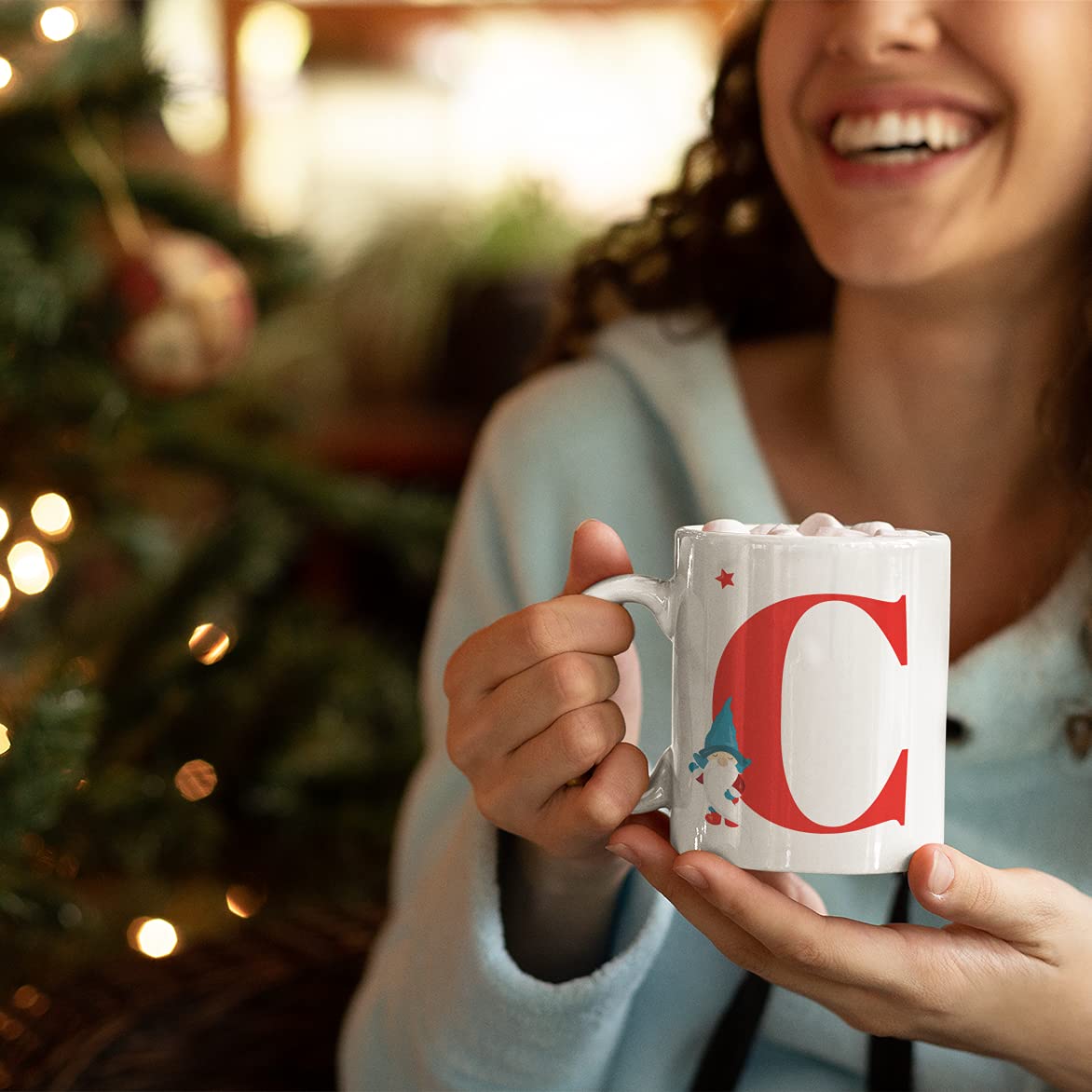 Any Letter Christmas initial Mug - Christmas Eve Box Filler Name Xmas Mug Eve box fillers for kids Christmas Mug (Letter C) - Image 2