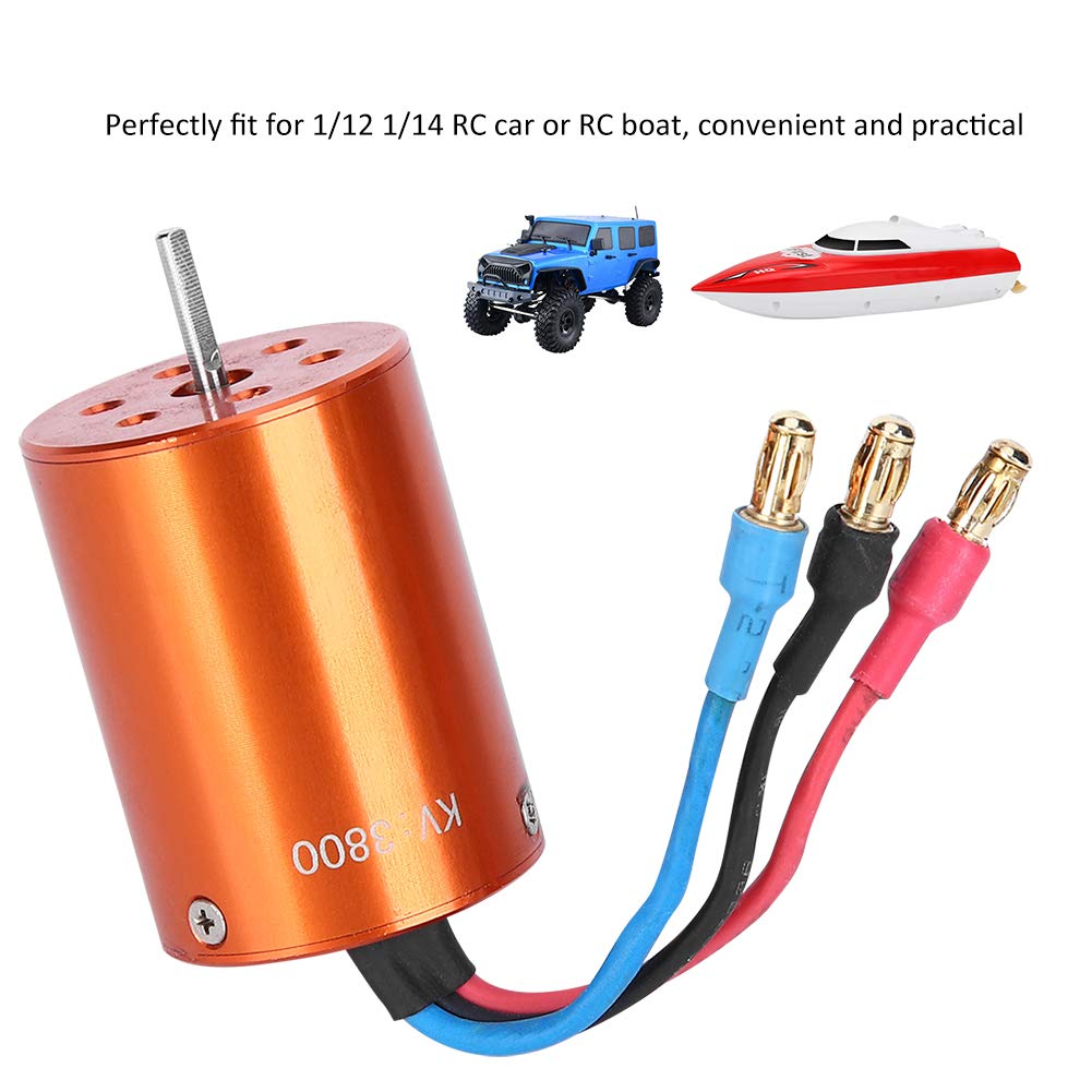 3800KV RC Brushless Motor, Faster Speed High Performance Metal Motor 2838 for 1/12 1/14 RC Car Boat Fitment 2.3mm Shaft