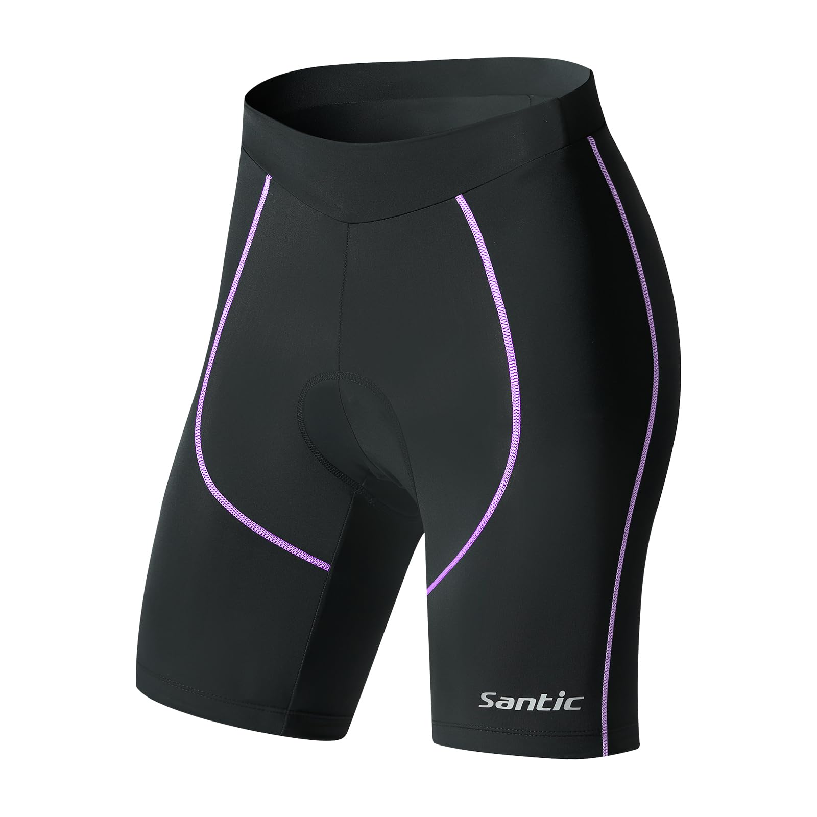 Santic Culotte Cycliste Femme Courte à Doublure 3D Poches Latérales Pratiques UPF 50+ Tissu Antibactérien à Séchage Ultra-Rapide