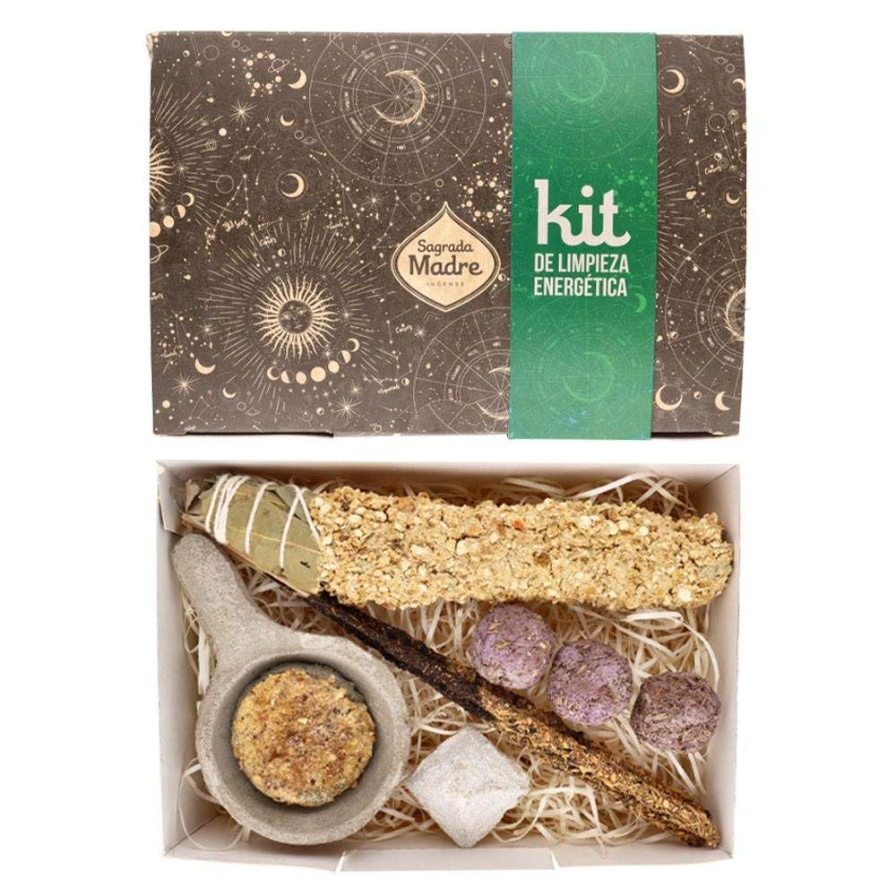 Kit Limpieza Energética Sagrada Madre - Incienso Natural para Purificación, Desintoxicación y Equilibrio Energético - Incluye Varillas, Conos y Carbón - Ideal para Rituales y Aromaterapia