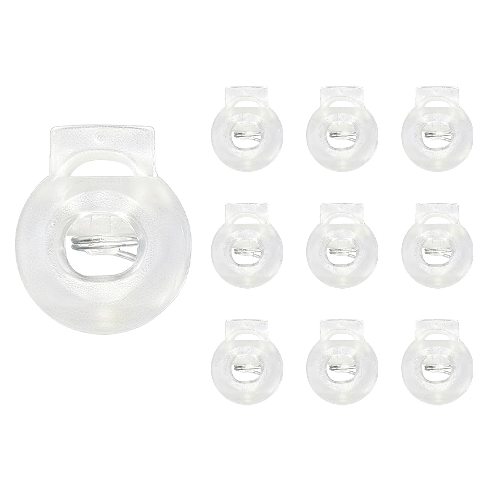 Cuixia 10 Pcs Roman Blind Clips, Toggles for Drawstrings, Plastic Cord Lock Stopper End Spring Stop, Single Hole Spring Toggles for Trouser Clothing Shoelace Bag Camping