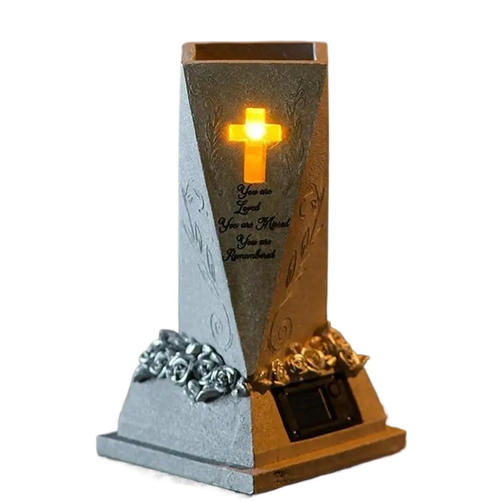 Grave Vase Cemetery Flower Solar Hand-Painted Decorative Statue For Garden Lawn Courtyard For mourning