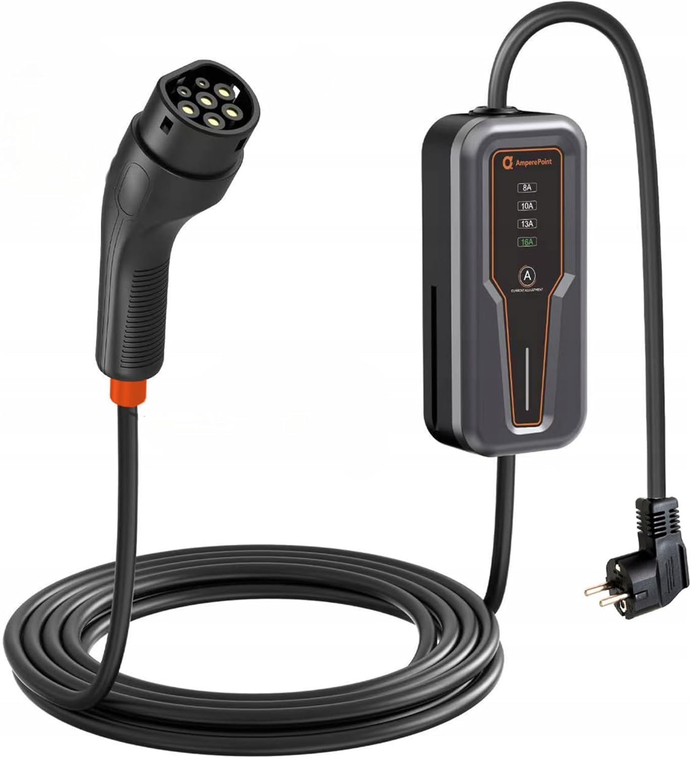 Mobile Wallbox 3,7 kW 16A Typ 2 Ladestation mit Einstellbarer Ladeleistung 8-16A, Ladekabel mit Länge 5 m mit Netzanschluss 230 V, Tragbares EV-Ladegerät für Elektroautos mit Tragetasche