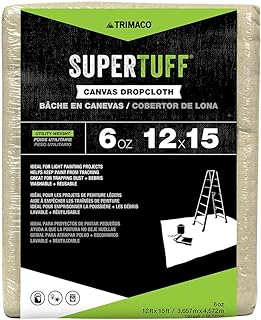 Trimaco SuperTuff 6 oz thick Utility Weight Canvas Drop Cloth, 12-feet x 15-feet