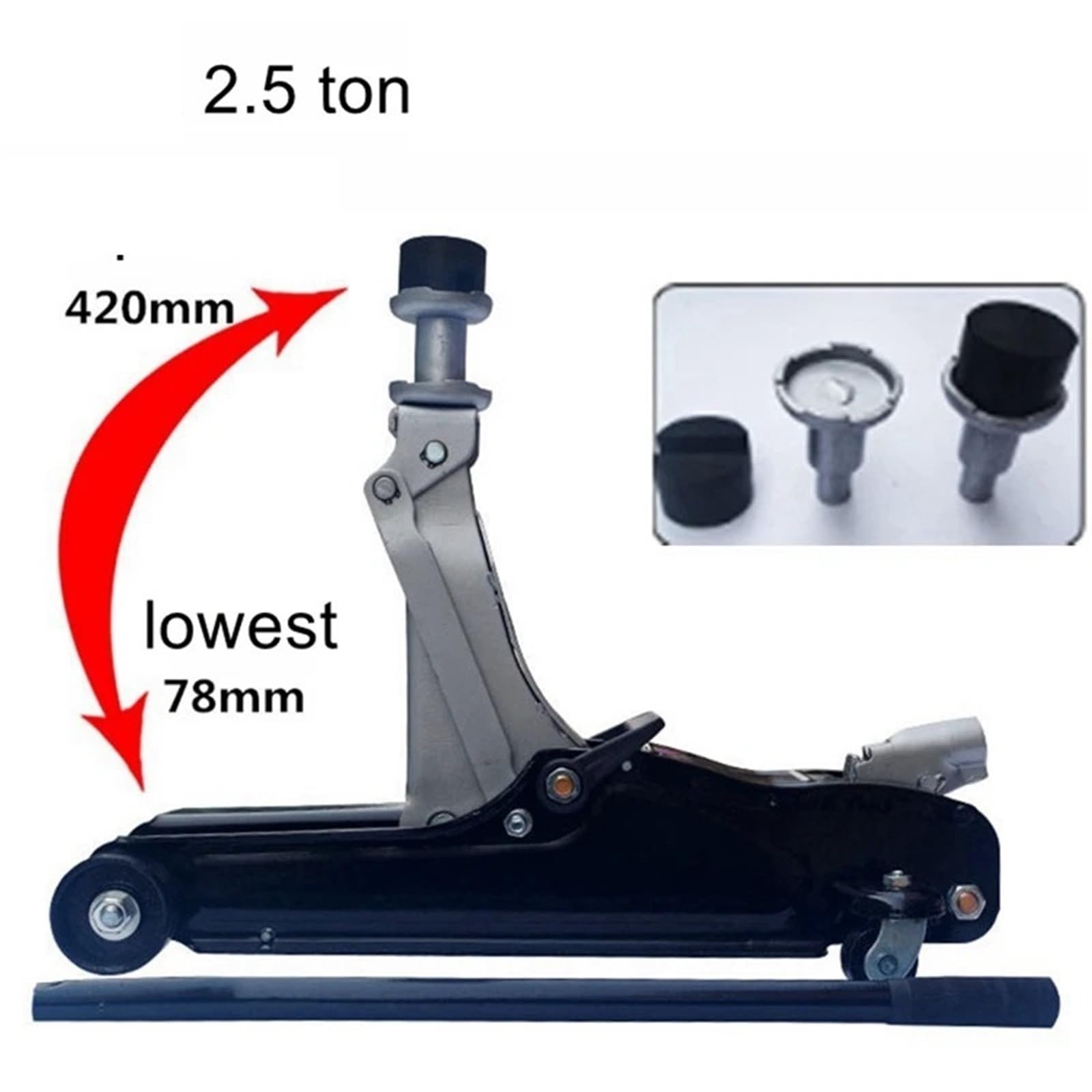 Accessori cric per Martinetto Idraulico Orizzontale da 2,5 tonnellate per Auto Martinetti Pressione Olio per Auto Fuoristrada da 2 tonnellate cric per Auto(Black)