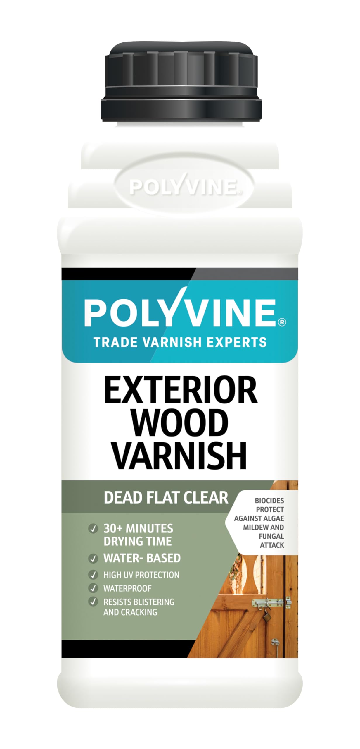 Polyvine Dead Flat 500 Ml Exterior Wood Varnish Dead Flat Finish – Quick Drying, Water-Based, High Uv Protection & Weather Resistant Clear Varnish For Outdoor Wood & Timber – No Blistering Or Peeling, 500Ml