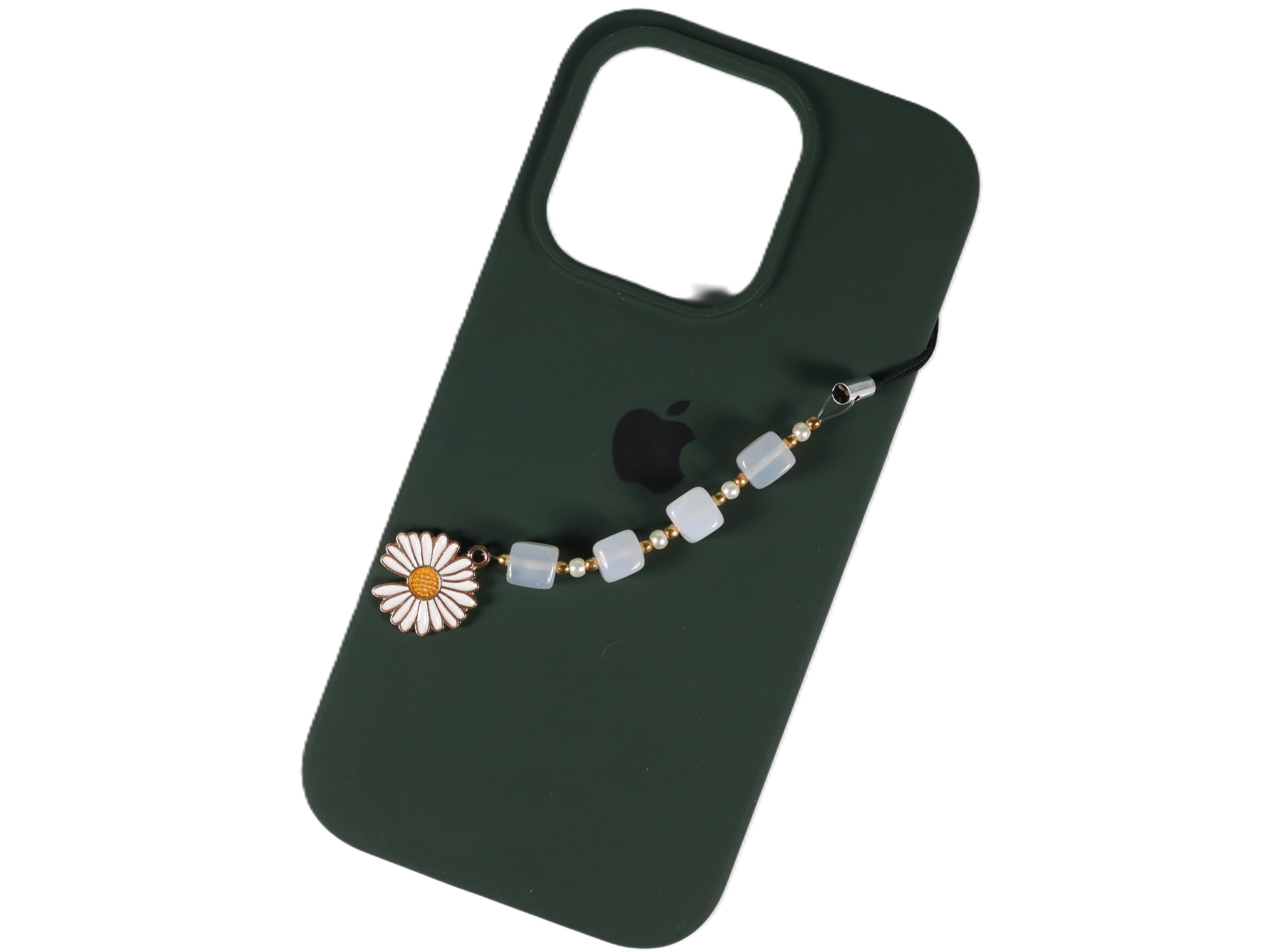 Phone charm, Hand Made with Beads and Colorfull Daisy Charm