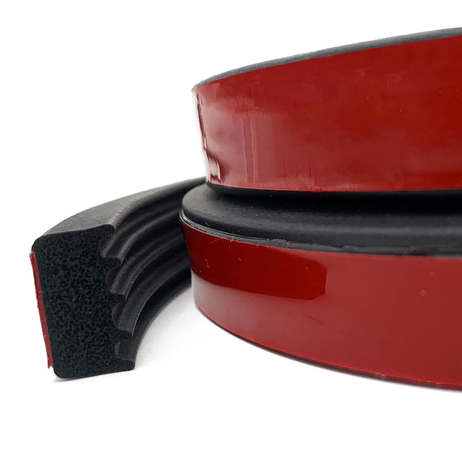 Ribbed Foam Rubber Weather Stripping with Tape 32.8Feet, Self-Adhesive EPDM Rubber Seal Strip for RV, Boat, Auto, Truck, Marine, Garage Doors/Window and Home Application, Black