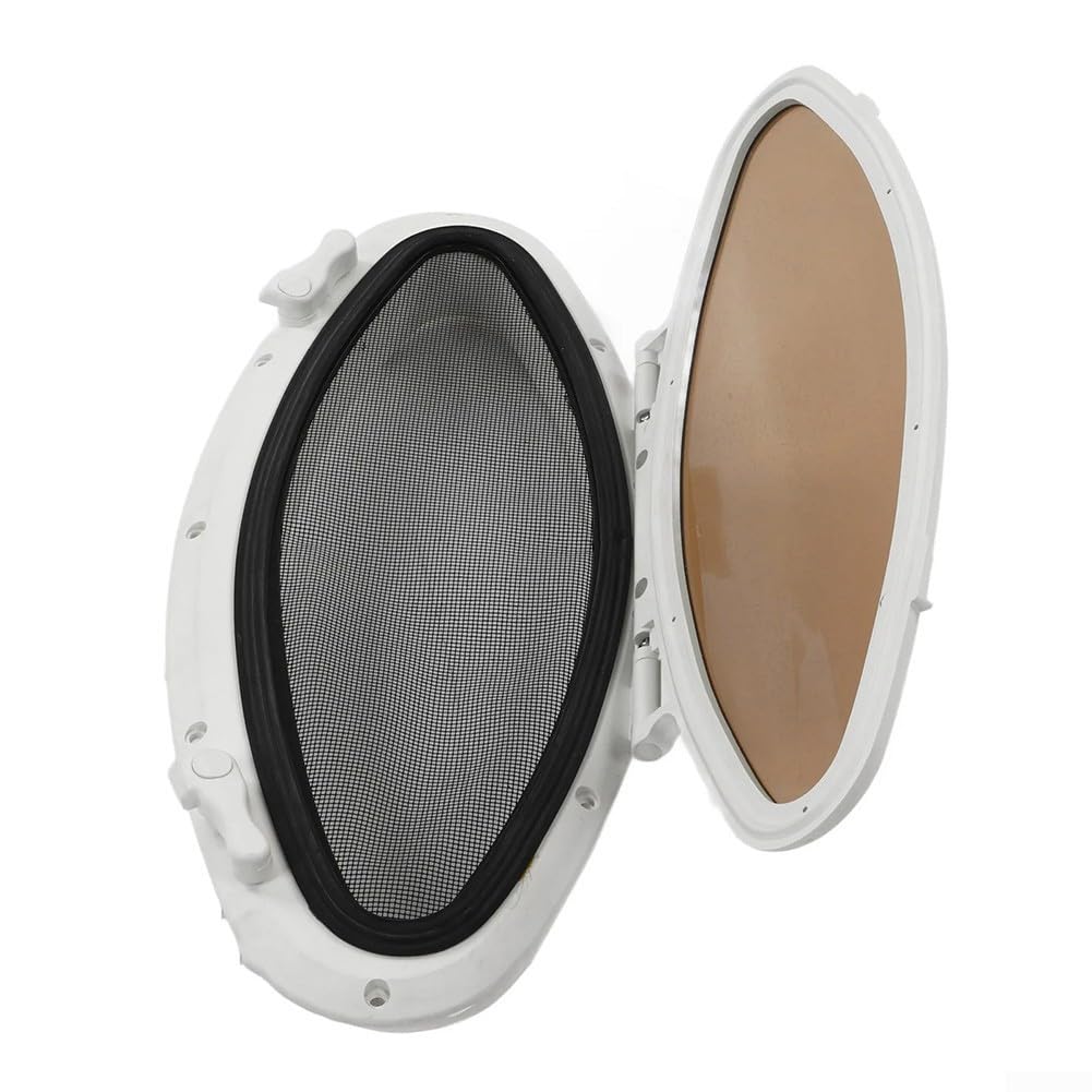 Ovales Bullauge, 470 x 210 mm, wasserdichtes Bootsfenster mit Bildschirm und Schaltergriff, ABS-Rahmen, für Yacht, Schiff, Wohnmobil, Kabinenlicht