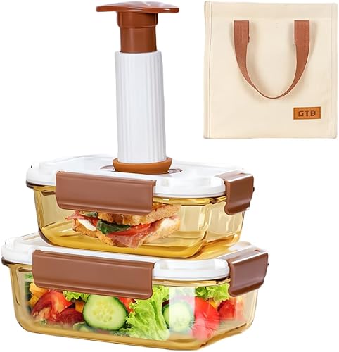 Recipientes de vidrio con sellado al vacío, recipientes de vidrio borosilicato, recipiente al vacío sin BPA para el almuerzo para mantener los