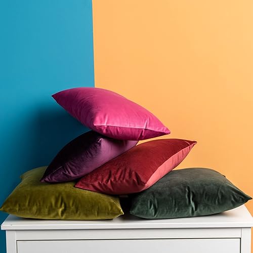 Miniatura 5 de Juspurbet - Juego de 2 fundas decorativas de terciopelo para cojines, fundas suaves para sofá, cama o sillón con cremallera oculta, para sala y