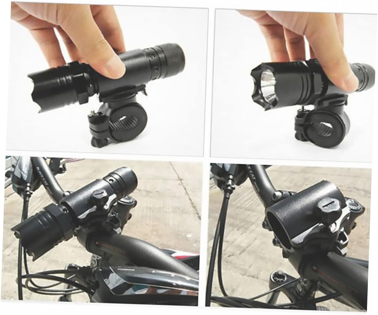 3pcs Sturdy Bike Flashlight Holder Handlebar Mount Bracket for Rotating Lamp Stand Easy Installation Torch Clip Accessory