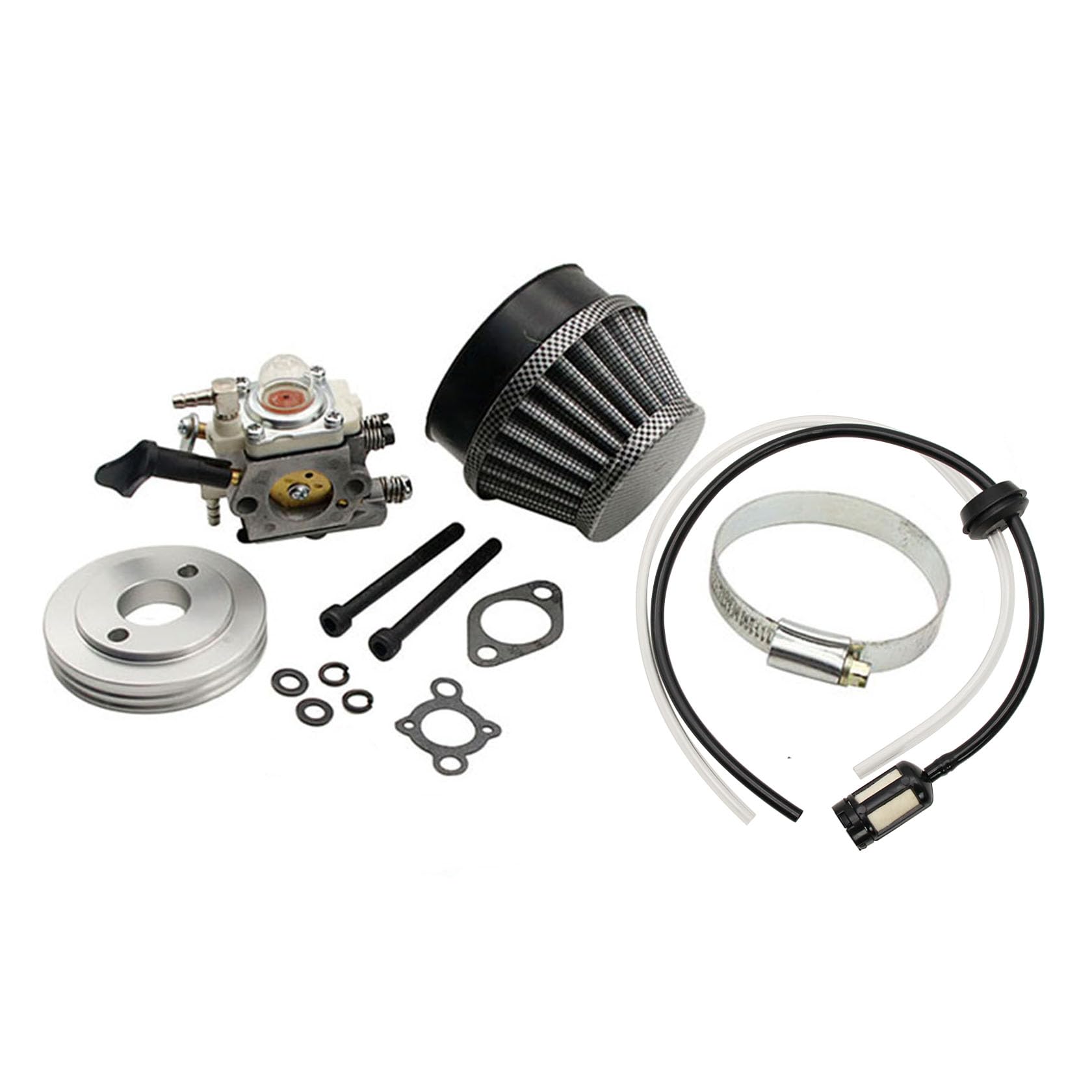 FLMLF Rc Car Large Air Filter + Carburetor + Fuel Pipe for 1/5 Hpi Rofun Km Rovan LT Baja FG ZENOAH CY RCMK GoPed Redcat 23CC~58CC Engine Parts