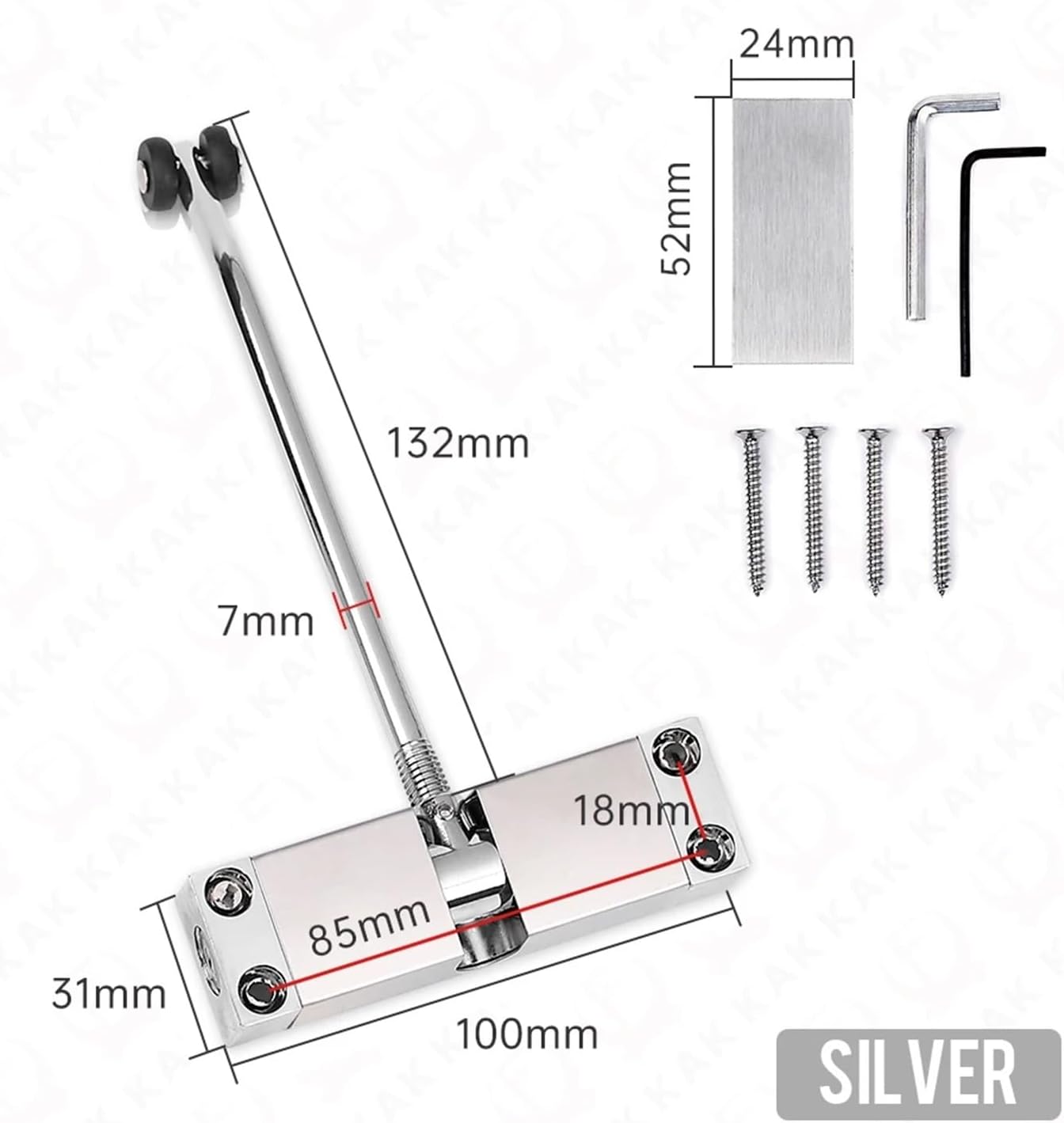 Stainless Steel Automatic Spring Door Closer Adjustable(Silver)