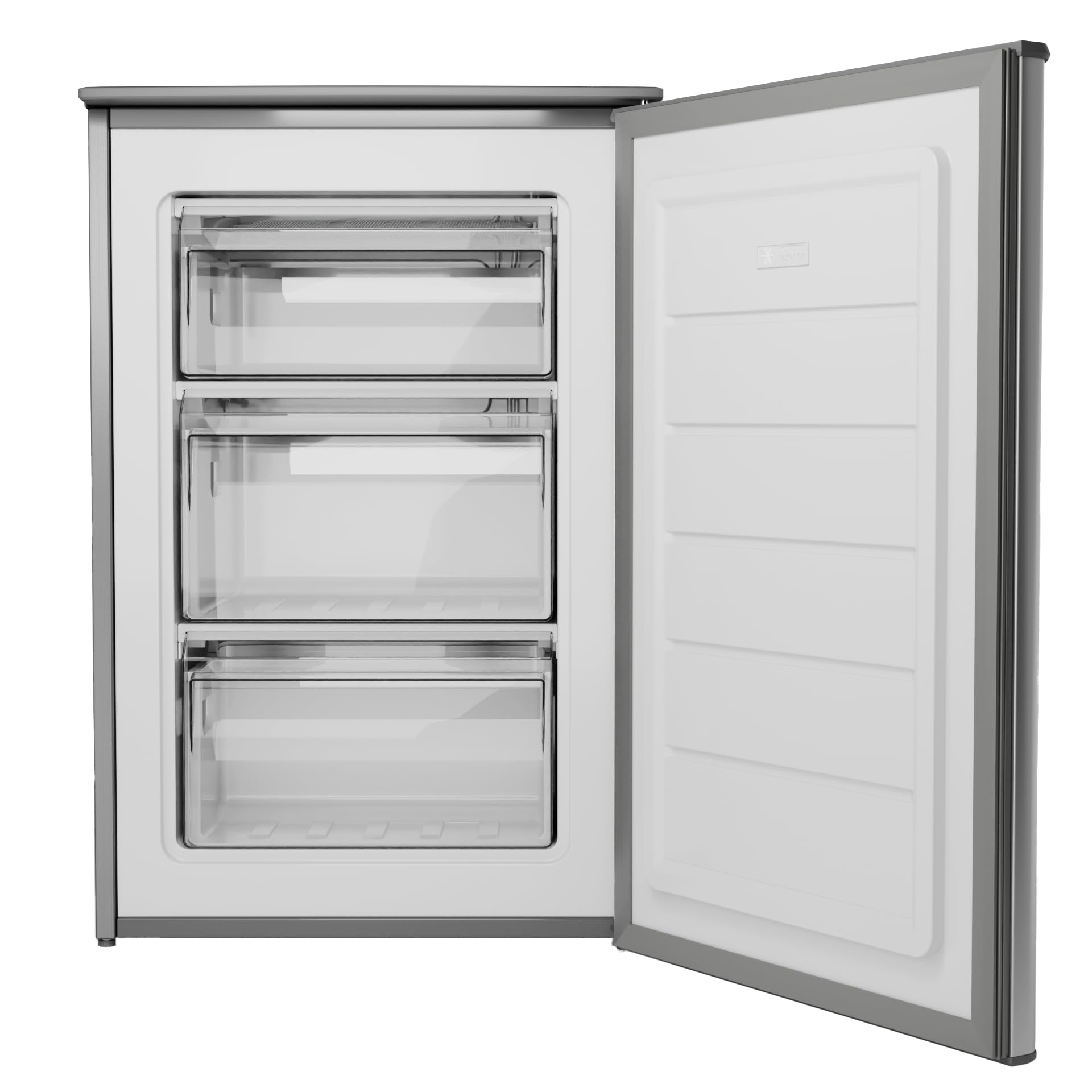 Clatronic® Gefrierschrank klein | Energieklasse C | 85cm | Tiefkühlschrank | leise 40dB | 3 Schubladen | Türanschlag wechselbar | bis zu -18°C | 87L Freezer | kleiner Gefrierschrank GS 102 inox