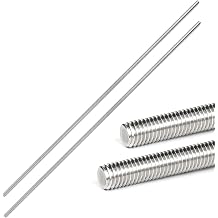 2 Pack 3/8"-16 UNC Threaded Rod, 304 Stainless Steel, 24" Long