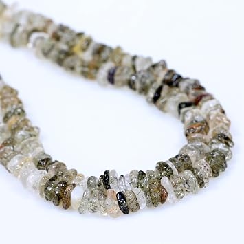 Natural Gem Stone Beads for Jewelry Making, 0.5 inch, Irregular Round, 100pcs, Loose Crystal Drilled Beads Green Quartz Rutilated