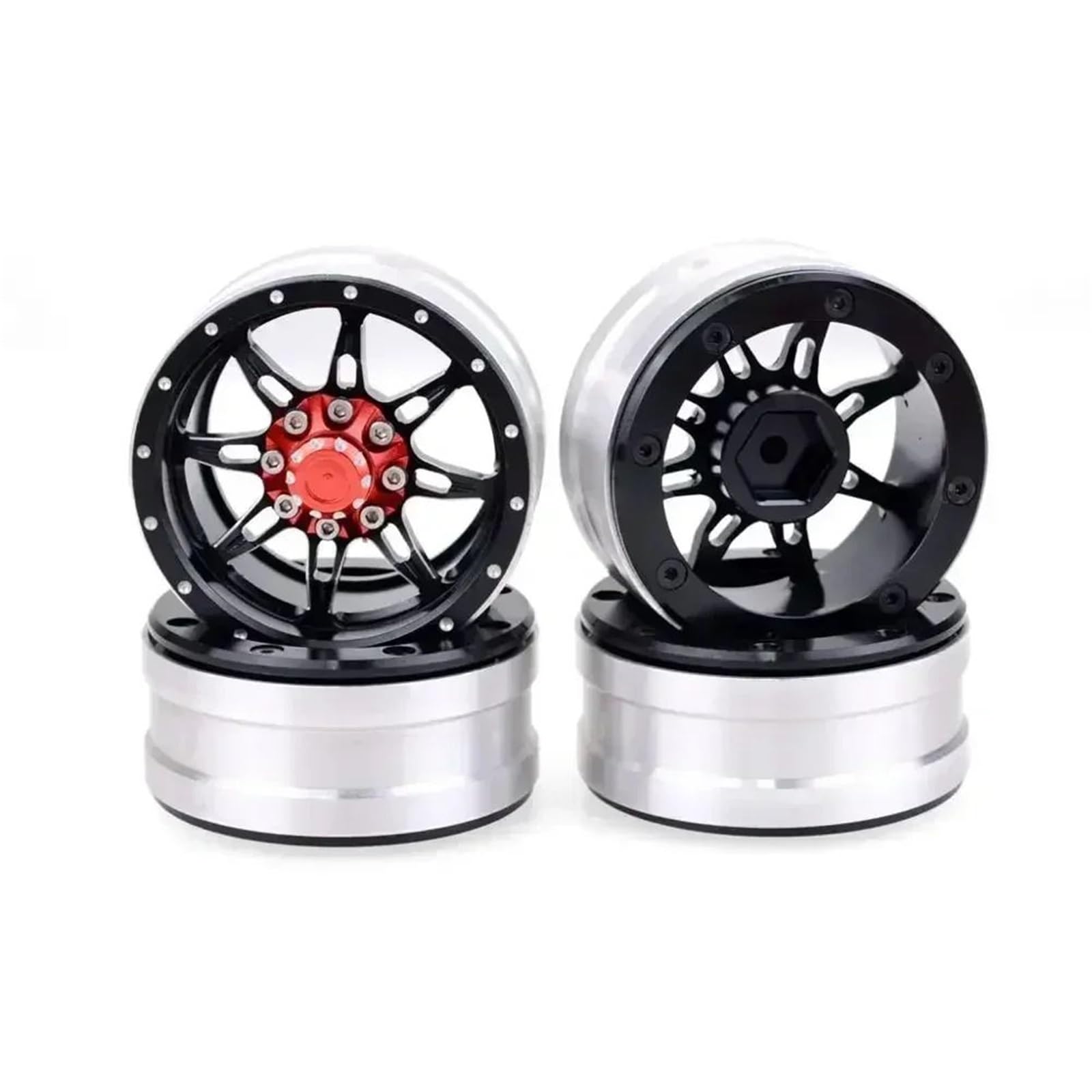 Per Axial Per Scx10 90046 Per Tamiya Cc01 D90 D110 Tf2 Per Traxxas Per Trx-4 S119 1/10 Rc Auto 4 Pezzi Cerchio In Metallo 1.9 Pollici Beadlock Ricambi Modellini RC