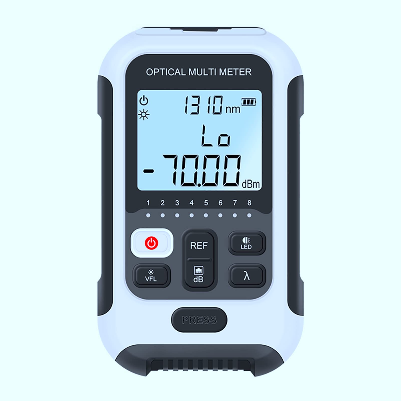 Medidor de Potencia óptica, Medidor de Potencia de Fibra óptica 3 en 1 con 10 Longitudes de Onda FC/SC/ST Probador de Fibra de Interfaz Universal con Calibración y Cálculo