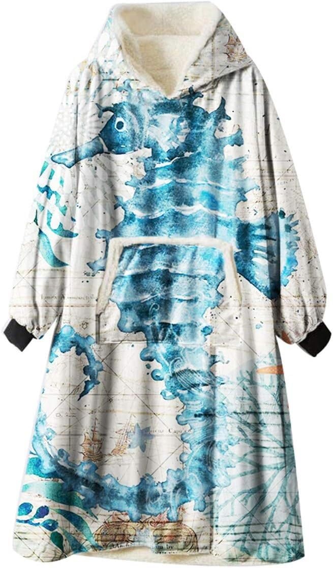 SSDDLZEQ Fuzzy Wearable Blanket Extra-large, Cosy Hooded Blanket, Suitable For Adults, Men, Women And Teenagers
