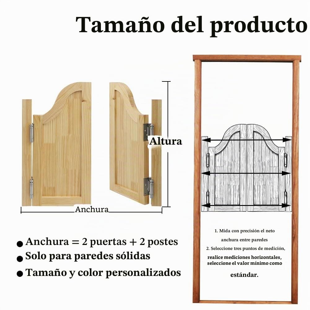 Puerta Vaiven Puertas Batientes para Cafetería, Puertas de Bar de Salón Occidental, Puertas de Media Cintura para Salón, Cocina, Bar, Trastero de Restaurante, Divisor