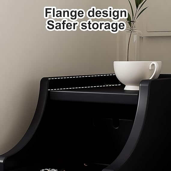 8in Narrow Nightstand, Solid Wood Bedside Tables, Bedside End Table with Storage Drawer, Small Nightstand (Color : Black)