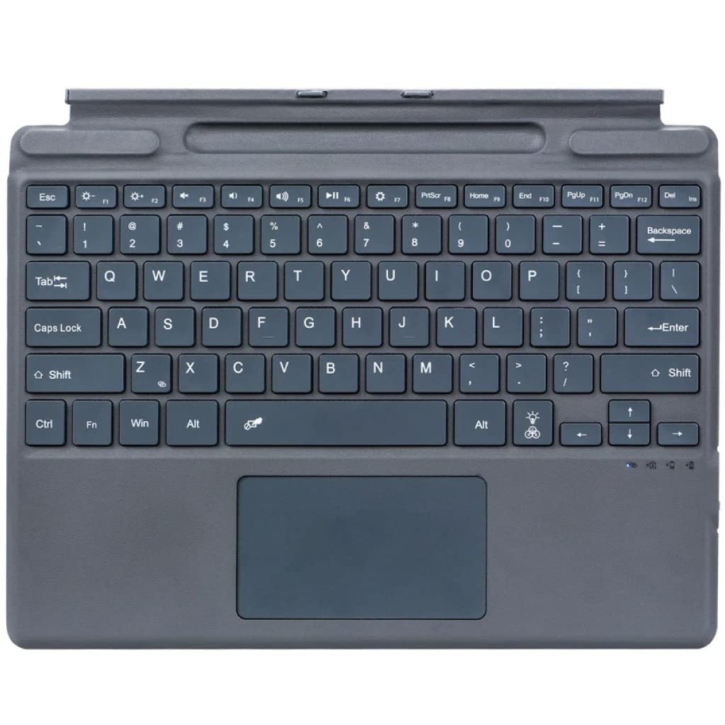 Next Plug Surface Pro Type Wireless Bluetooth Keyboard compatible with Microsoft Surface Pro X, 9,8, Color Backlit, Touchpad, Magnetic Attachment, Long Battery with Arabic layout (BLACK)