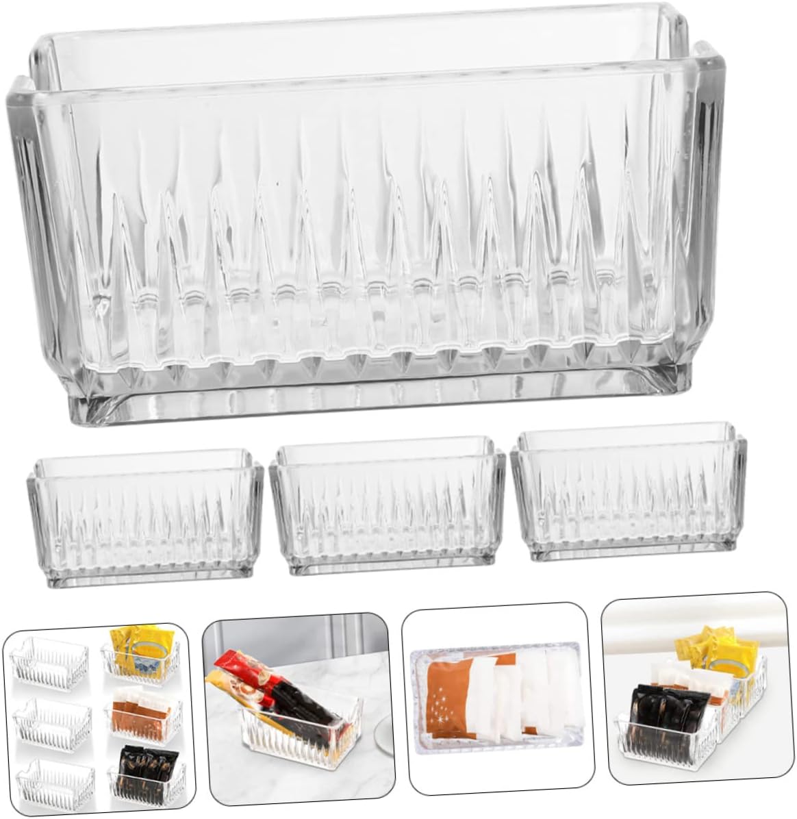 LIFKOME 4Pcs Acrylic Sugar Bag Organizers Stylish Desktop Tea Storage Containers for Home Office Cafe and Restaurant Use Easy to Carry for Everyday Organization