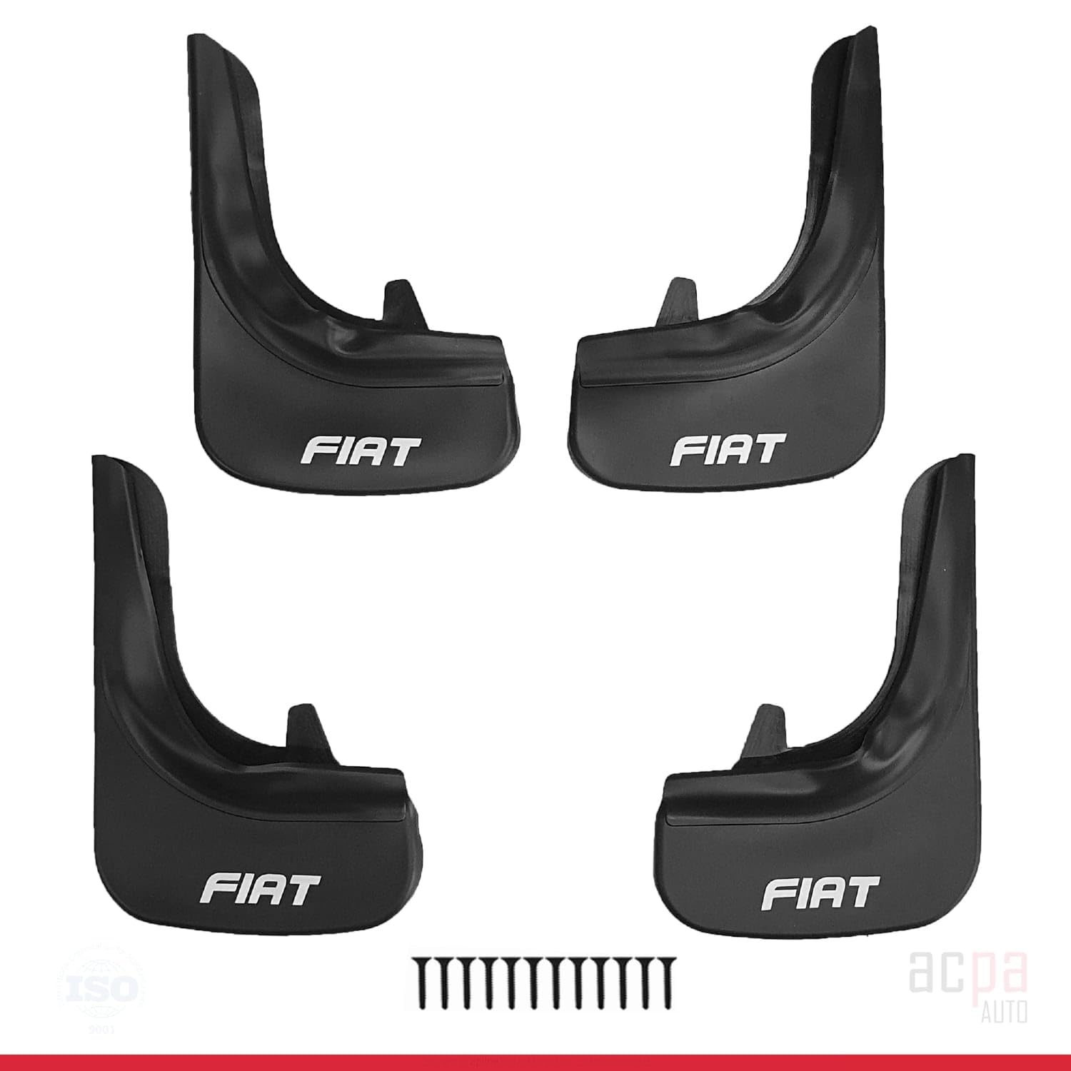 Compatibile con Fiat Parafanghi Anteriori e Posteriori Set del Veicolo 4 Pezzi Nero