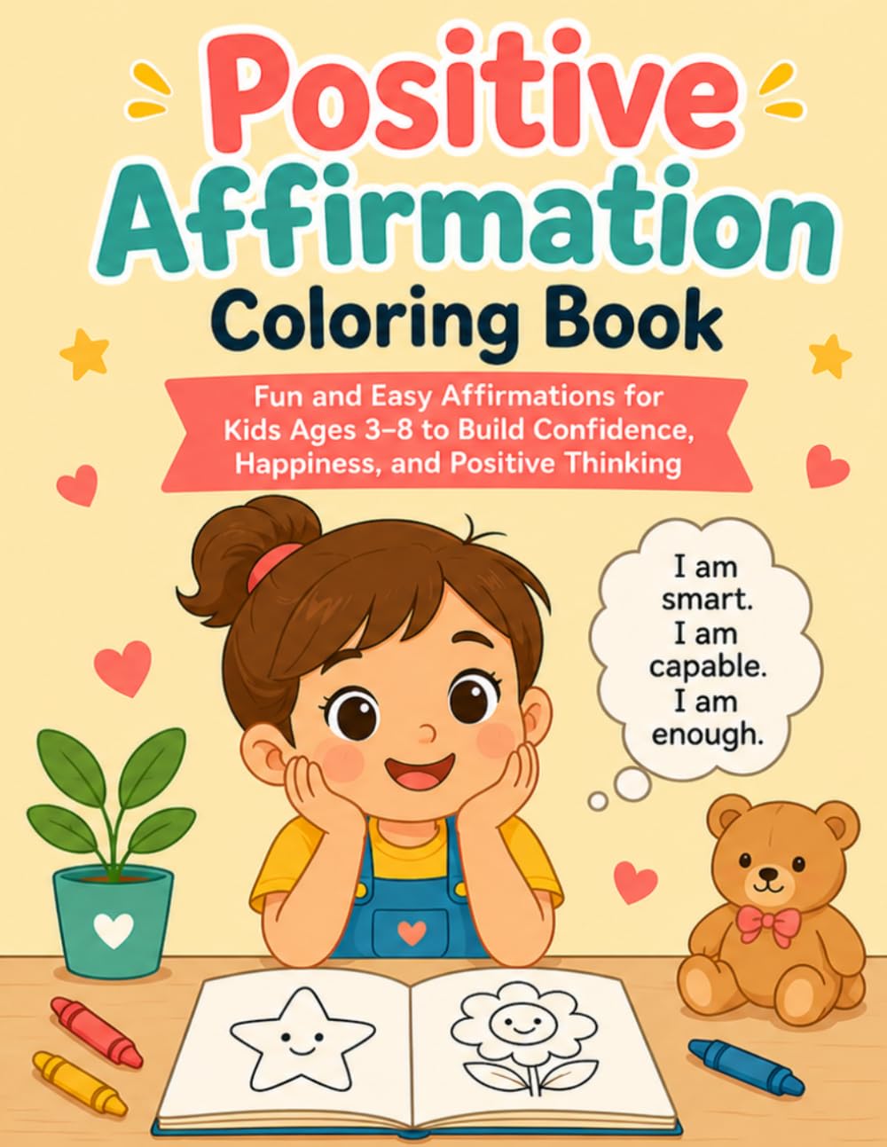 Positive Affirmation Coloring Book: Fun and Easy Affirmations for Kids Ages 3–8 to Build Confidence, Happiness, and Positive Thinking