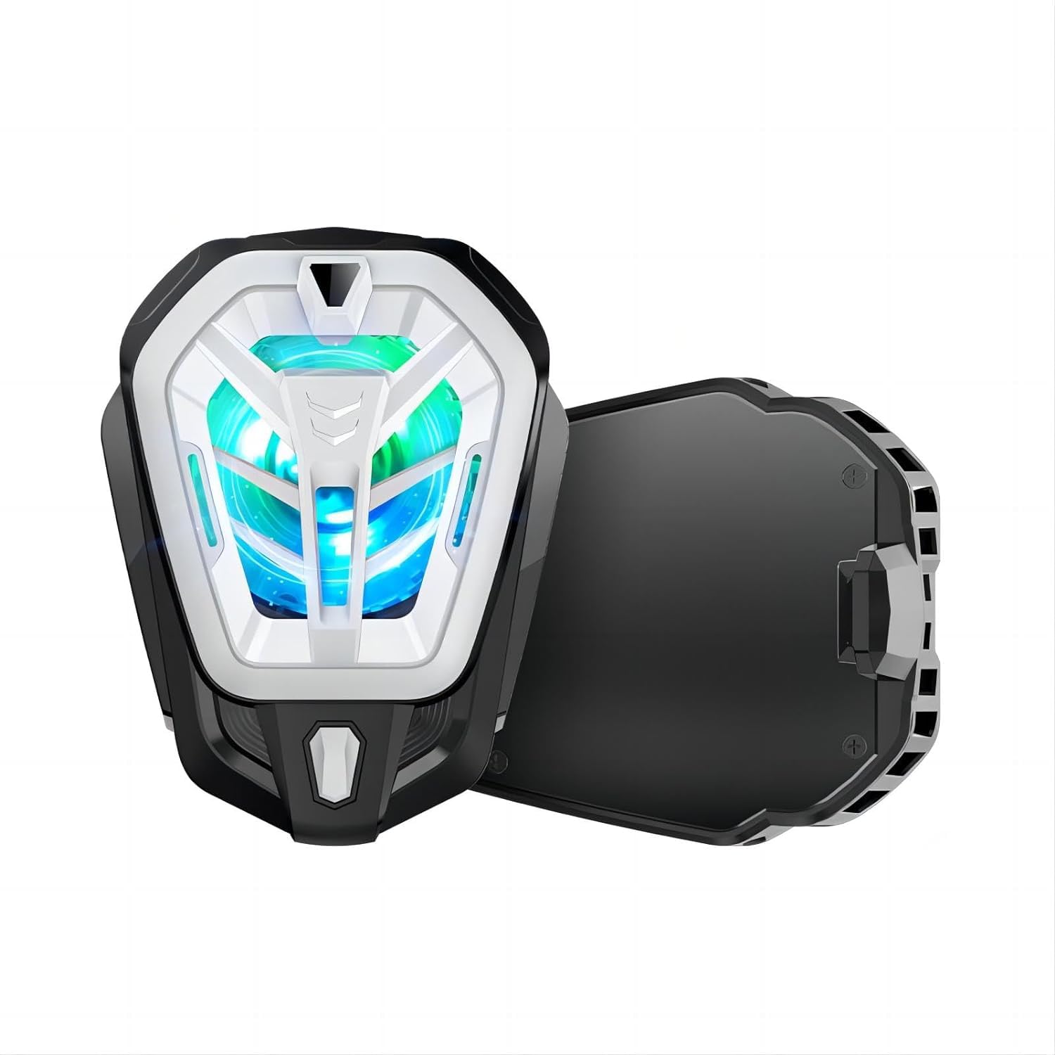 X spring Mobile Phone Cooler, Phone Cooling Fan with Color Ambient Lights, Mobile Phone Radiator Case Without Noise, Lightweight Phone Radiator, Support for 2.6-3.27 Inch Smartphones (Black)