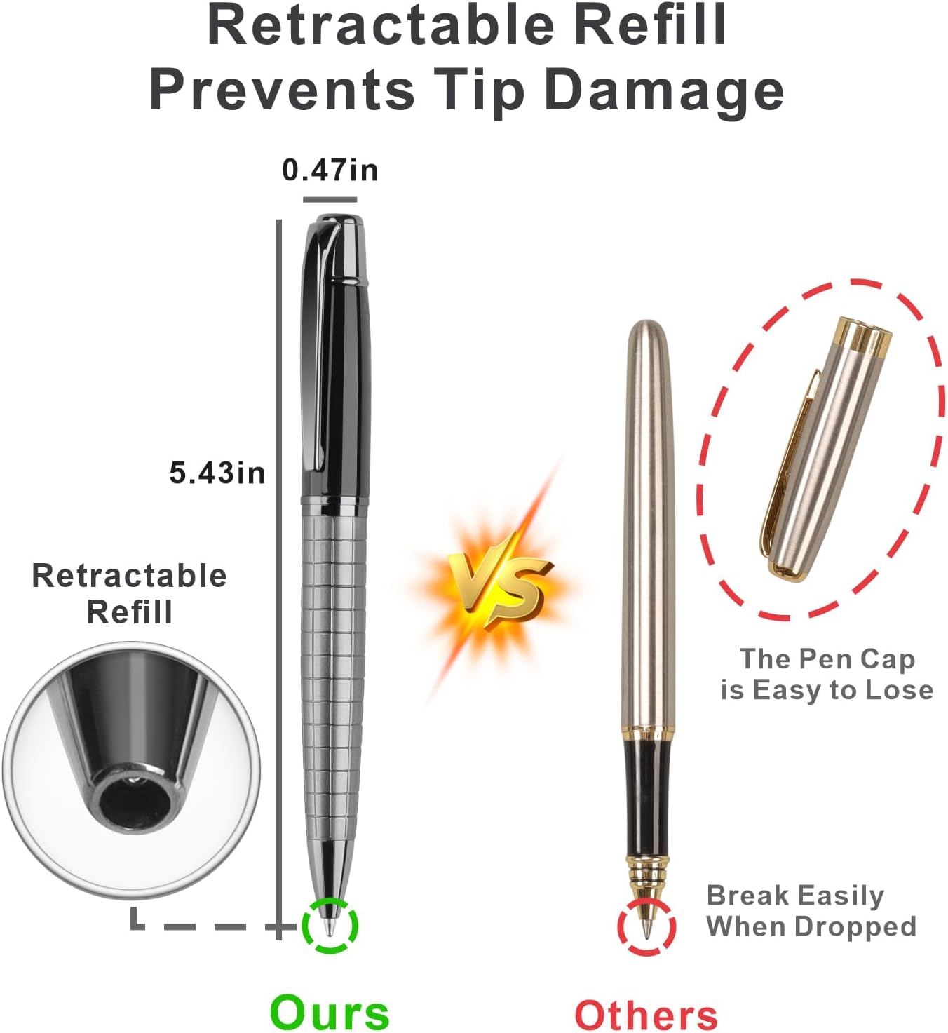 Cambond Ballpoint Pens Black Ink - 1.0 mm Weighted Metal Twist Silver Pens image 5