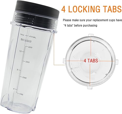 Miniatura 2 de Taza de una sola porción de 16 onzas para licuadora profesional Ninja BL770 BL780 BL660, piezas de repuesto para licuadoras Ninja All Pro de 4