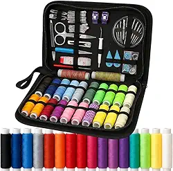 Kit de Costura Completo Com Linhas Coloridas 90 Peças – Estojo Portátil, Tesoura, Agulhas, Fita Métrica e Acessórios Premium