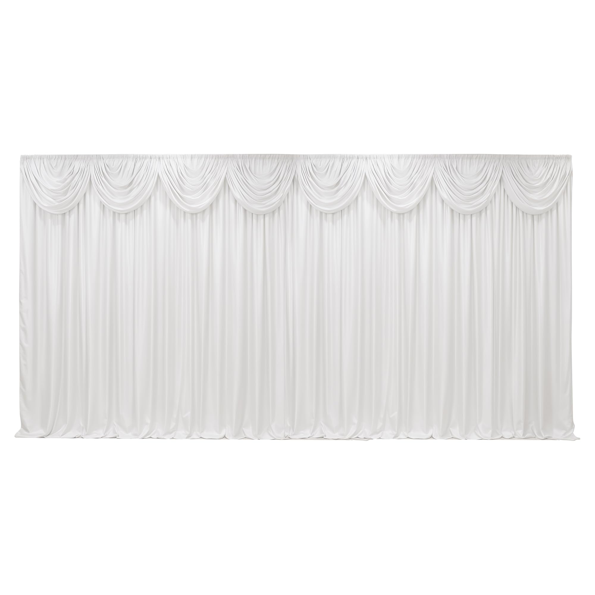 Trimming Shop Toile de fond blanche en soie glacée avec feston détachable pour mariage, fête, événement, anniversaire, Noël, studio photo, festival, décoration de fenêtre, 3 x 6 m