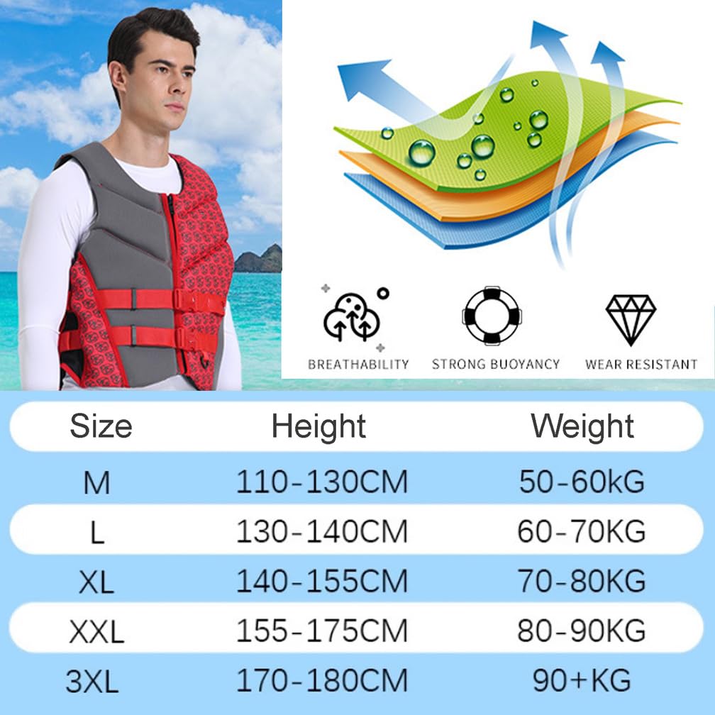 Chaleco Salvavidas para Deportes Acuáticos, Chaleco Salvavidas Profesional Aldult Chaleco De Flotabilidad De Seguridad Ajustable para Kayak, Surf, Natación