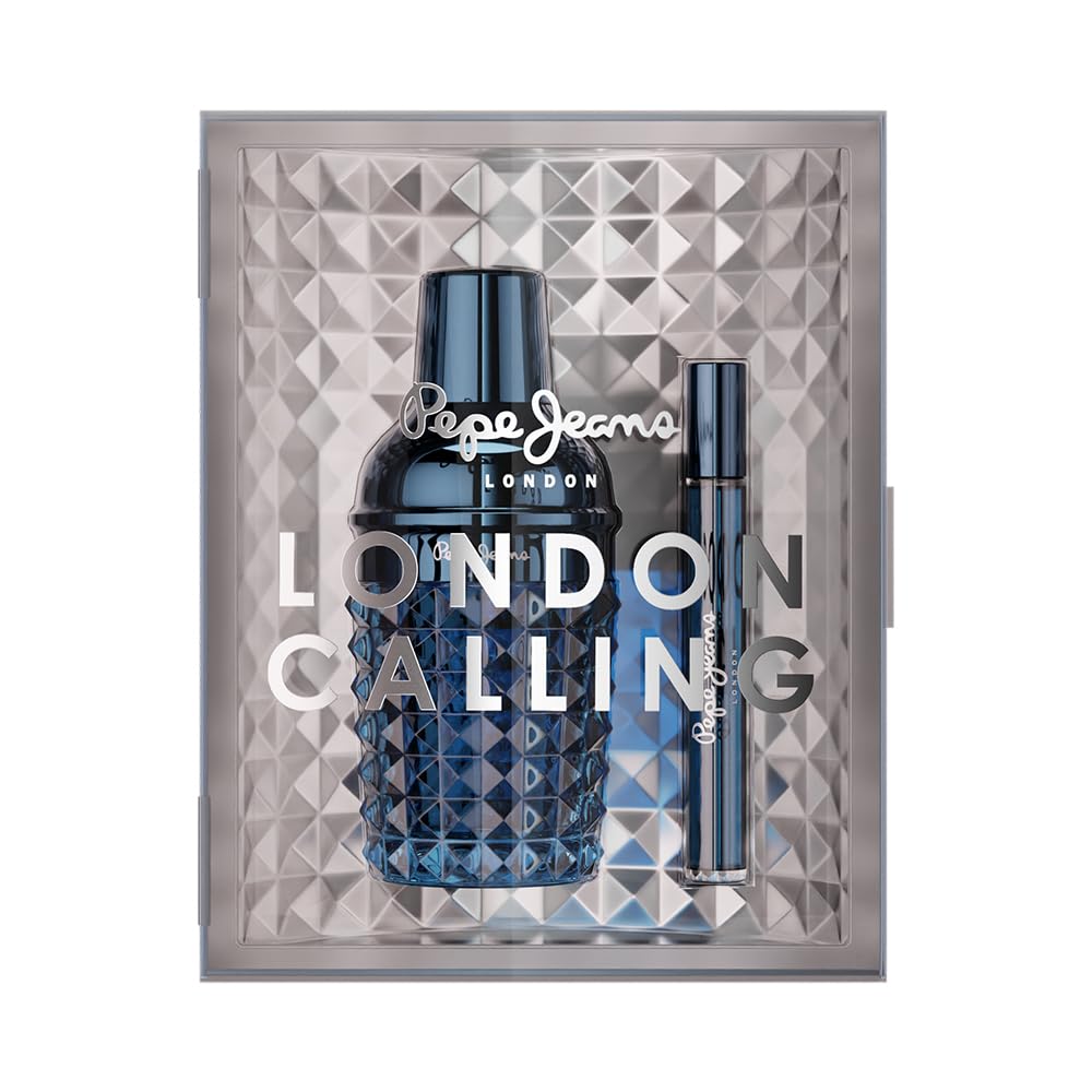 Pepe Jeans London Calling For Him Estuche Regalo Perfumes Hombre Pack de 2 Piezas Eau de Parfum 100ml y 10ml Set Fragancia Fougère, Aromática y Afrutada